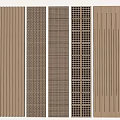 Wooden Decorative Panels Showing Perforated Striped And Textured Patterns 3d model