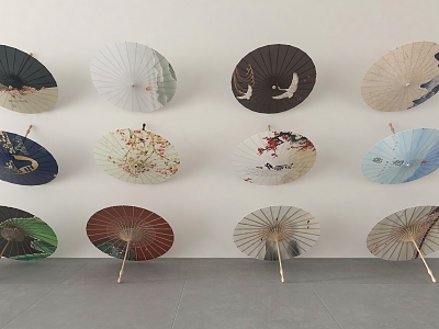 Chinese Style Oil Paper Umbrella Oil Paper Umbrella Flower Paper Umbrella Bone Umbrella Chinese Style Retro Oil Paper Umbrella New Chinese Style National Fashion Oil Paper Umbrella Decorative Pendant Chinese Element Chinese Style Hanging Ornament 3d model