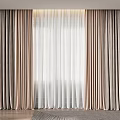 Modern Layered Beige And White Curtains With Sheer Panels For Bright Living Space