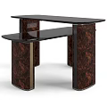 Elegant Modern Coffee Table With Sleek Marble Top And Wooden Carved Legs