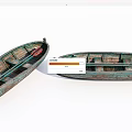 Vintage Wooden Boats With Weathered Wood And Rustic Seats On White Background
