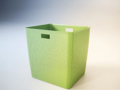 Green Square Plastic Storage Basket With Mesh Design For Home Organizing 3d model