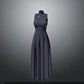 Elegant Women's Purple Sleeveless Long Dress Featuring Fitted Bodice And Flared Skirt Design