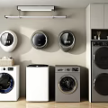 Various Washing Machines Including Wall Mounted And Freestanding Design Models 3d model