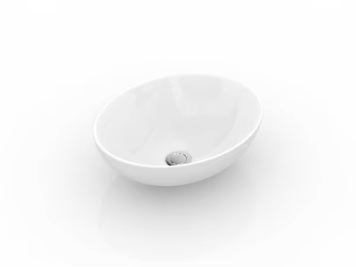 Sleek Modern White Ceramic Oval Wash Basin With Smooth Surface 3d model
