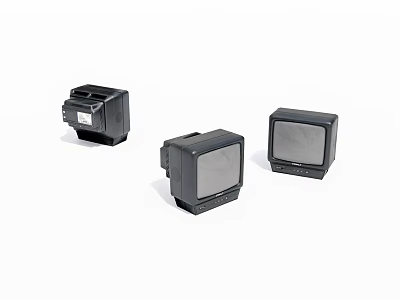 Vintage Black Televisions With Different Sizes And Classic CRT Design 3d model