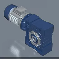 Industrial Gear Reducer with Electric Motor Blue Housing and Precision Gears