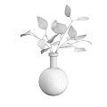 Modern Decorative Ornament Set With Transparent Glass Vase Containing Green Leaf Plant And Water
