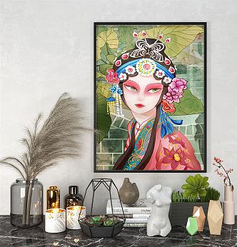 modern figure painting decorative painting 3d model