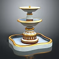 Elegant Garden Ornament Three Tiered Fountain With Square Base And Gold White Decoration
