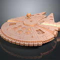 Detailed Golden Millennium Falcon Model With Reflective Surface And Crafted Design