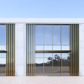 Modern Building Main Entrance Gate With Glass Doors Metal Frame And Stone Facade