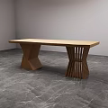 Modern Sleek Wooden Tea Table With Artistic Legs On Marble Floor Interior