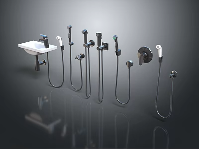 Different Designs of Shower Heads for Bathroom Featuring Handheld and Wall Mounted Types 3d model