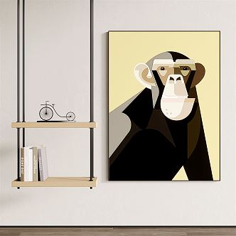 Modern Animal Painting Cartoon Painting Art Hanging Painting Cartoon Hanging Painting Chimpanzee Hanging Painting 3d model