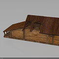 Wooden Cabin Exterior Architecture With Red Tiled Roof And Sloped Design