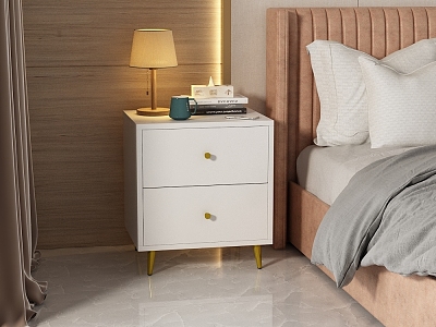 Modern Light Luxury Bedroom Bedside Table Storage Cabinet 3d model