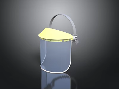 Protective Face Shield With Yellow Top Transparent Shield And Gray Headband 3d model