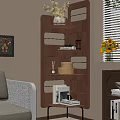 Modern Wooden Storage Shelf Unit With Multi Tiered Shelves And Decorative Vases In Living Room