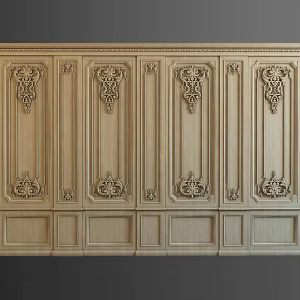 European Style Wall Panel Log Wall Panel Carved Wall Panel Solid Wood Line Solid Wood Carved European Style Carved Wall Panel Background Wall European Style Classical Wall Panel 3d model