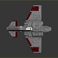 Sci Fi Aircraft 3D Model With Silver Body Red Wing Cockpit And Weapon Design 3d model