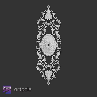 Ornate Decorative Component With Intricate Scroll Patterns And Circular Center 3d model