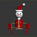 Snowman Toy Wearing Santa Hat Red Star Patterned Outfit With Stick Arms And Red Feet
