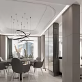 Modern Living and Dining Room Interior Design With Sofa Coffee Table Chandelier and Area Rug