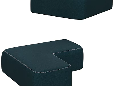 Cushioned Dark Teal Upholstered Stool With Stitched Details And Modern Modular Design 3d model