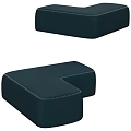 Cushioned Dark Teal Upholstered Stool With Stitched Details And Modern Modular Design