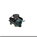 Heavy Duty Industrial Engine With Metal Components Colorful Parts And Pulley System