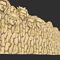 Micro Terrain Stone Wall Design With Intricate Carved Faces And Textures