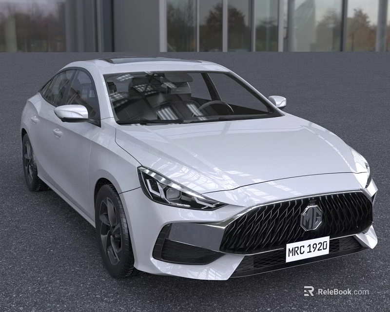 White MG Sedan With Modern Exterior Design And Sleek Front Grille 3d model 
