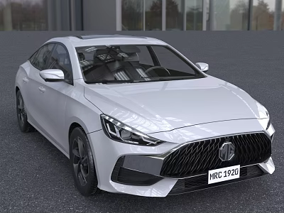 White MG Sedan With Modern Exterior Design And Sleek Front Grille 3d model