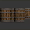 Classic Vintage Wooden Barrels With Metal Hoops And Distressed Wood Grain