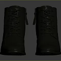 Black Leather Ankle Boots With Lace Up Design And Block Heel For Women
