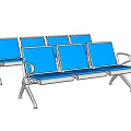 Modern Single Sofa With Blue Upholstery And Silver Metal Armrest Design