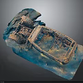 Rusted Car Wreckage Surrounded By Blue Sediment In Underwater Scene Structure