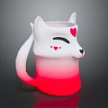 Cute Cat Shaped Mug With Gradient Color And Heart Patterns On Tail Handle