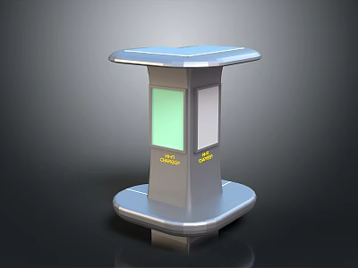 Elegant Modern Information Kiosk With Green Display Screen And Sturdy Base Platform 3d model