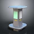 Elegant Modern Information Kiosk With Green Display Screen And Sturdy Base Platform