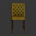 Classic Yellow Dining Chair With Tufted Diamond Pattern Backrest and Sturdy Wooden Legs