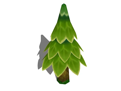 Cartoon Scenery Featuring Green Leafy Tree With Layered Foliage and Brown Trunk Illustration 3d model