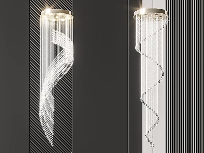 Modern Spiral Crystal Chandelier With Hanging Transparent Crystals For Decorative Lighting Fixture 3d model