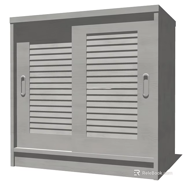 Modern Entryway Cabinet and Sideboard with Wooden Louvered Doors and Minimalist Design 3d model 