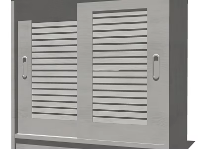 Modern Entryway Cabinet and Sideboard with Wooden Louvered Doors and Minimalist Design 3d model