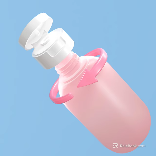 Pink Bottle With White Pump Cap And Pink Ring Structure Design 3d model 