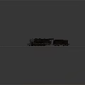 Vintage Steam Train on Railway Tracks with Illuminated Headlight Dark Brown Locomotive and Red Sleepers