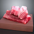 Fresh Raw Meat Cuts Placed On Wooden Cutting Board For Cooking