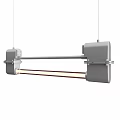 Modern Linear Pendant Light with Gray Rectangular Bases and Illuminated Tube 3d model